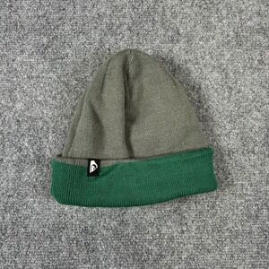 Quiksilver Reversible Beanie Hat Mens Olive Grey Forest Green Knit Skater Surf